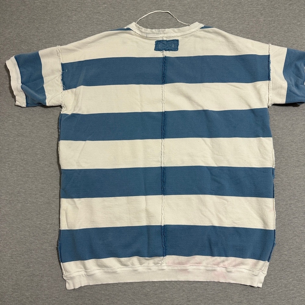 We The Free Free People Striped Short Sleeve Sweatshirt Blue White Womens XS/S - Picture 2 of 12